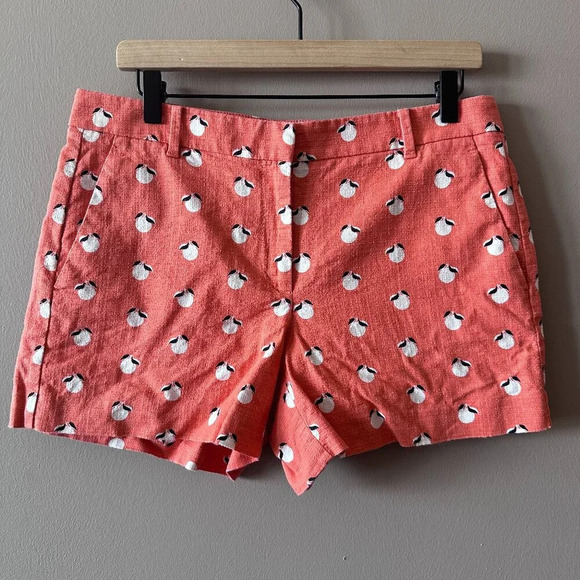 Women's 6 Ann Taylor Peach Shorts Devin Fit Fruit Zipper Fly - Picture 2 of 7